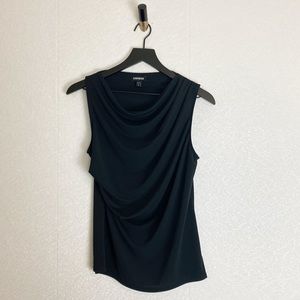 Express Black Cowl Neck Draped Slinky Ruched Tank Top Blouse Shell